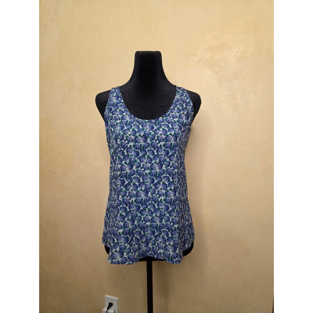 Women's Joie Blue Green Floral Silk Racerback Tank Top XS